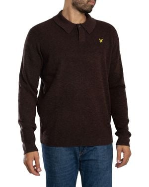 Lyle & Scott Lambswool Blend Rugby Relaxed Polo Shirt - Black