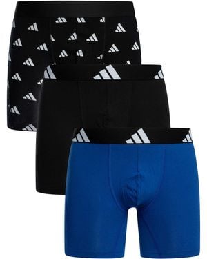 adidas 3 Pack Active Flex Cotton Boxer Briefs - Blue