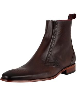 Jeffery West Zip Up Leather Chelsea Boots - Brown