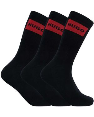 HUGO 3 Pack Label Quarter Socks - Black