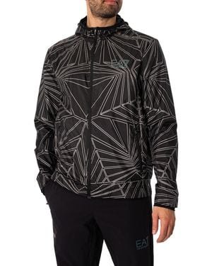 EA7 Pattern Logo Lightweight Jacket - Black