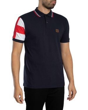 Trojan Flag Sleeve Pique Polo Shirt - Black