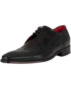 Jeffery West Derby Brogue Leather Shoes - Black