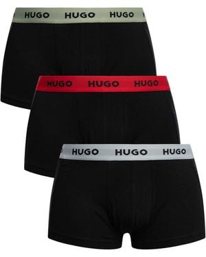 HUGO 3 Pack Cotton Stretch Trunks - Black