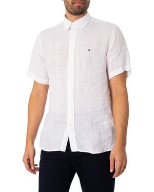 Tommy Hilfiger Pigment Syed Linen Short Sleeved Shirt - White