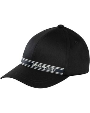 Emporio Armani Brand Stripe Cap - Black