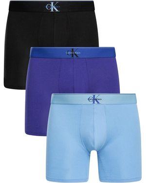 Calvin Klein 3 Pack Graphic Monogram Boxer Briefs - Blue