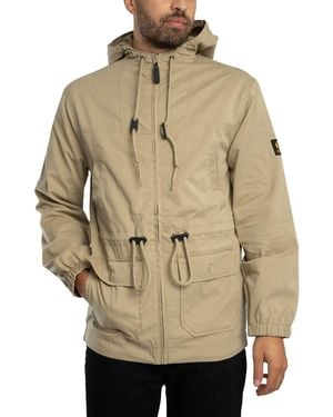 Trojan Twill Badged Parka Jacket - Natural