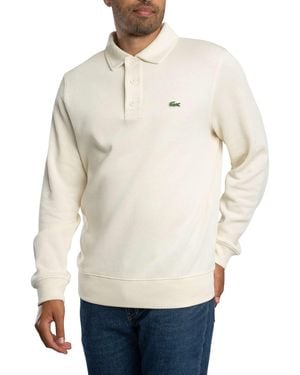 Lacoste Ribbed Cotton Polo Collar Sweatshirt - Natural
