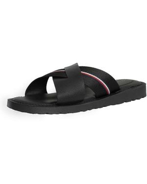 Tommy Hilfiger Core Leather Criss Sandals - Black