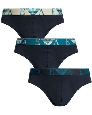 Emporio Armani 3 Pack Briefs - Blue