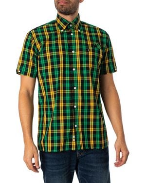 Trojan Windowpane Check Short Sleeved Shirt - Green