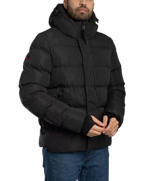 Superdry Hooded Microfibre Sport Puffer Jacket - Black