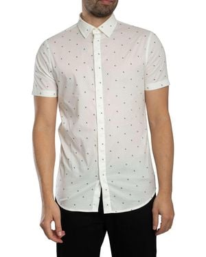 ARMANI EXCHANGE Logo Pattern Slim Shirt - White