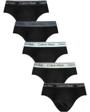 Calvin Klein 5 Pack Microfiber Stretch Hip Briefs - Black