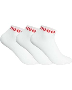 HUGO 3 Pack Ankle Socks - White