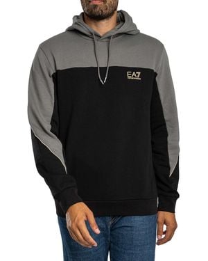EA7 Two Tone Pullover Hoodie - Black