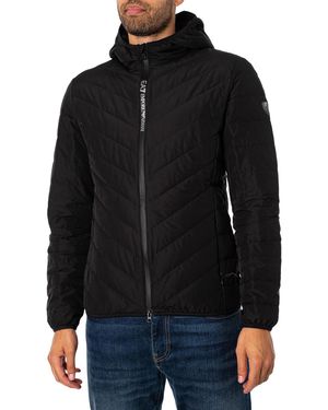 EA7 Logo Zip Down Jacket - Black