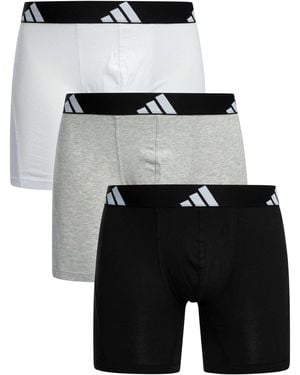 adidas 3 Pack Active Flex Cotton Boxer Briefs - Black