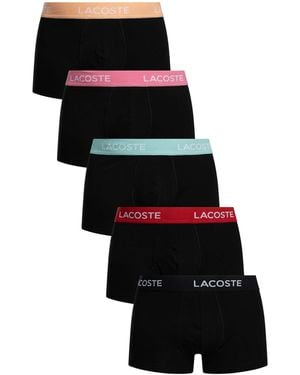 Lacoste 5 Pack Cotton Stretch Trunks - Black