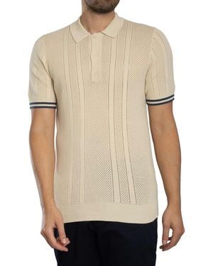 Superdry Knitted Texture Polo Shirt - Natural