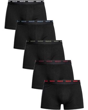 HUGO 5 Pack Cotton Stretch Trunks - Black