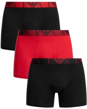 Emporio Armani 3 Pack Boxer Briefs - Red