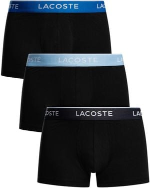 Lacoste 3 Pack Cotton Stretch Trunks - Black