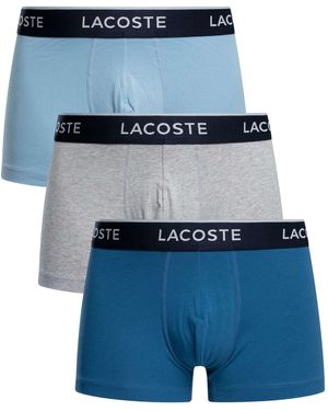 Lacoste 3 Pack Cotton Stretch Trunks - Blue