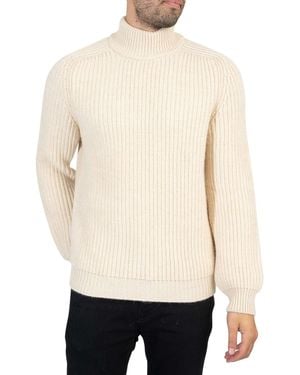 Edwin Roni High Collar Knit - White