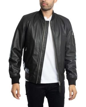 Schott Nyc Leather Ma-1 Bomber Jacket - Grey