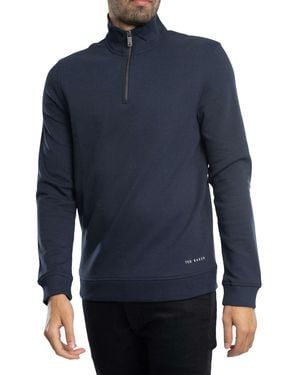 Ted Baker Half Zip Funnel Neck Sweatshirt - Blue