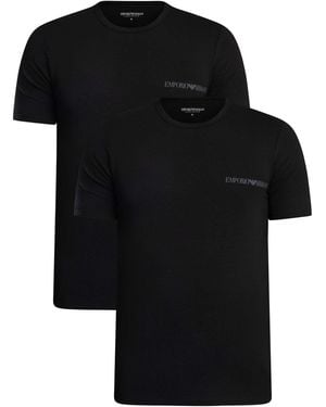 Emporio Armani 2 Pack Stretch Cotton Lounge T-shirts - Black