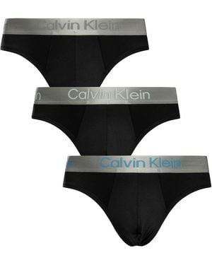 Calvin Klein 3 Pack Brushed Microfiber Hip Briefs - Black