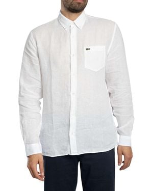 Lacoste Regular Fit Linen Shirt - White