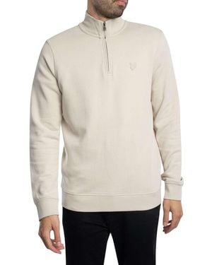Lyle & Scott Superfine Quarter Zip Sweatshirt - Natural