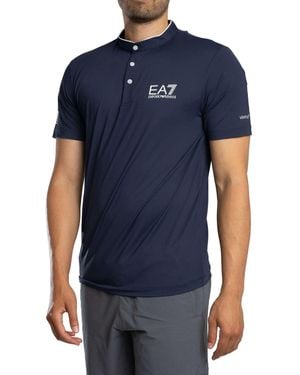 EA7 Ventus 7 Logo Buttoned T-shirt - Blue
