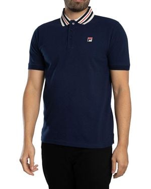 Fila Achille Heritage Tape Basic Polo Shirt - Blue