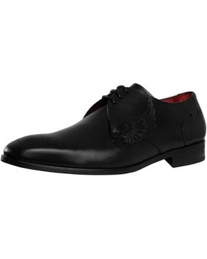 Jeffery West Wing Brogue Leather Shoes - Black
