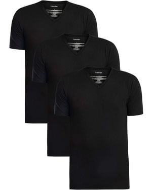 Calvin Klein 3 Pack Lounge Slim V-neck T-shirts - Black
