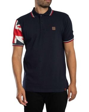 Trojan Flag Sleeve Pique Polo Shirt - Blue