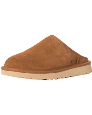 UGG Classic Slip-On Suede And Shearling Slippers - Natural