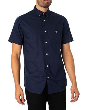 GANT Regular Poplin Short Sleeved Shirt - Blue
