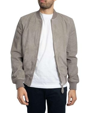 Schott Nyc Suede Bomber Jacket - Gray