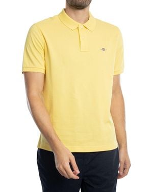 GANT Regular Shield Pique Polo Shirt - Yellow