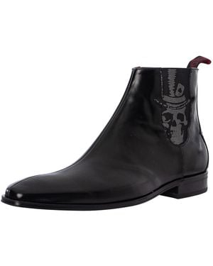 Jeffery West Skull Polished Leather Chelsea Boots - Black