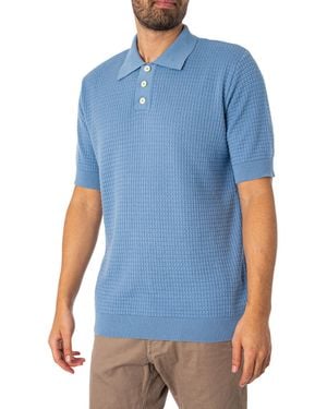 Far Afield Renard Waffle Polo Shirt - Blue