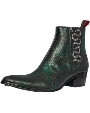 Jeffery West Snake Nayade Leather Chelsea Boots - Green