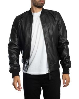 Schott Nyc Leather Bomber Jacket - Grey