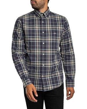 GANT Regular Poplin Check Shirt - Grey